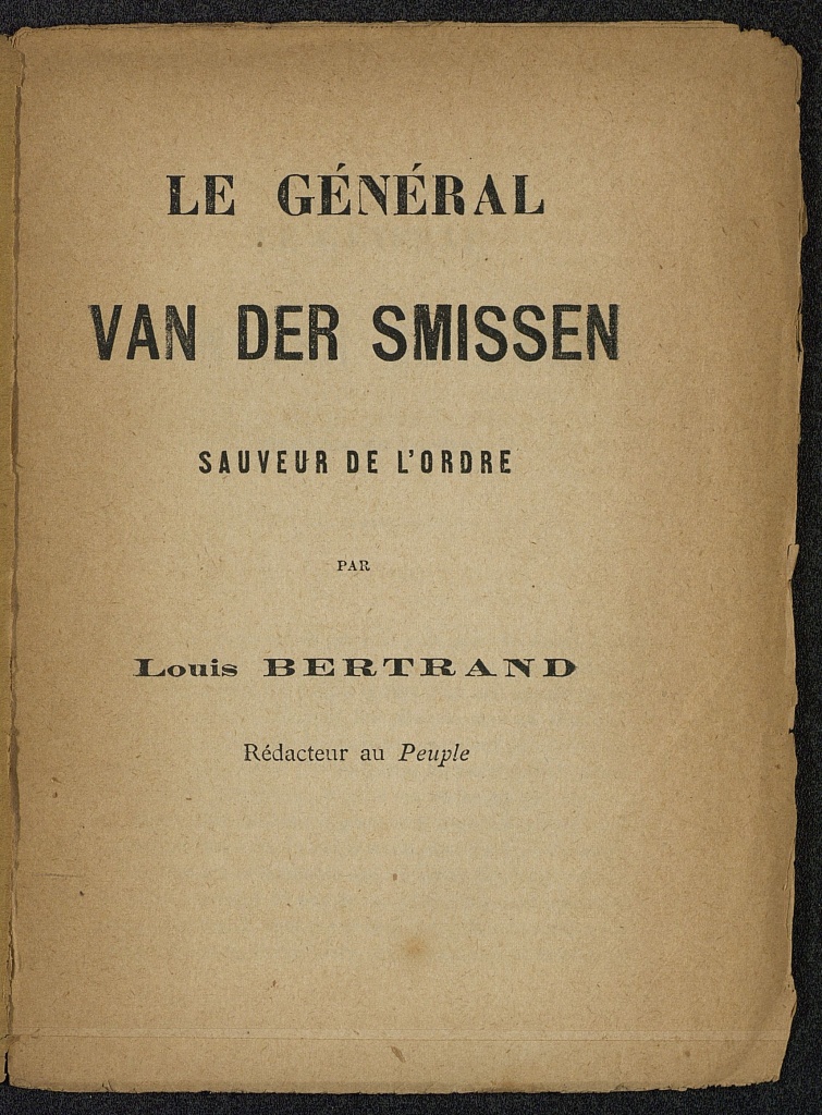 Le général Vander Smissen sauveur de l'ordre