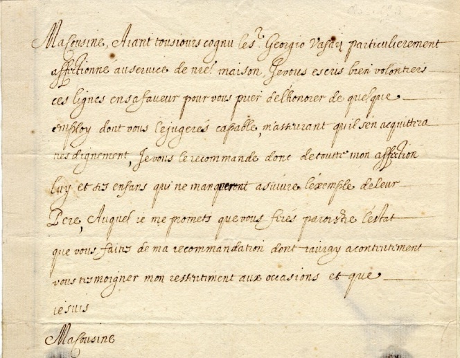 Lettre autographe de la reine de France, Marie de Médicis, à l'archiduchesse d'Autriche, Isabelle