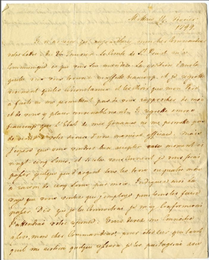 Lettre autographe du duc d'Angoulême, Louis Antoine d'Artois à monsieur Jean-François de Buffévent