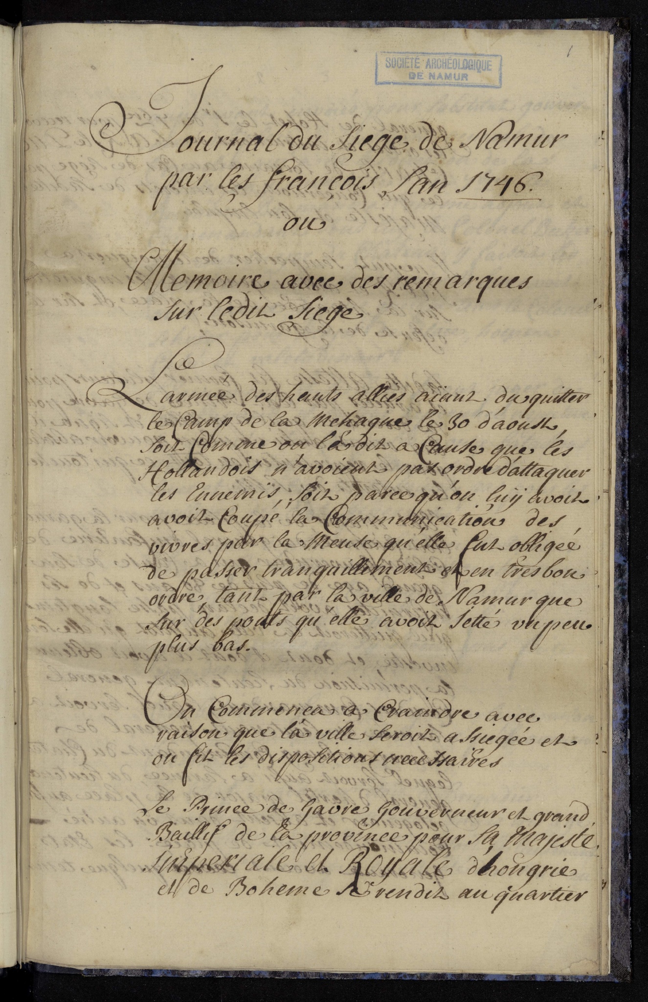 Journal du siège de Namur, 1746