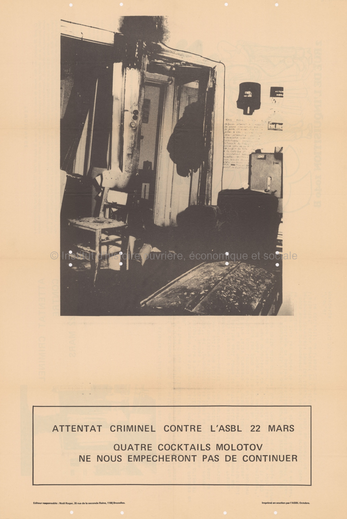 Affiche - Attentat contre l'ASBL 22 mars