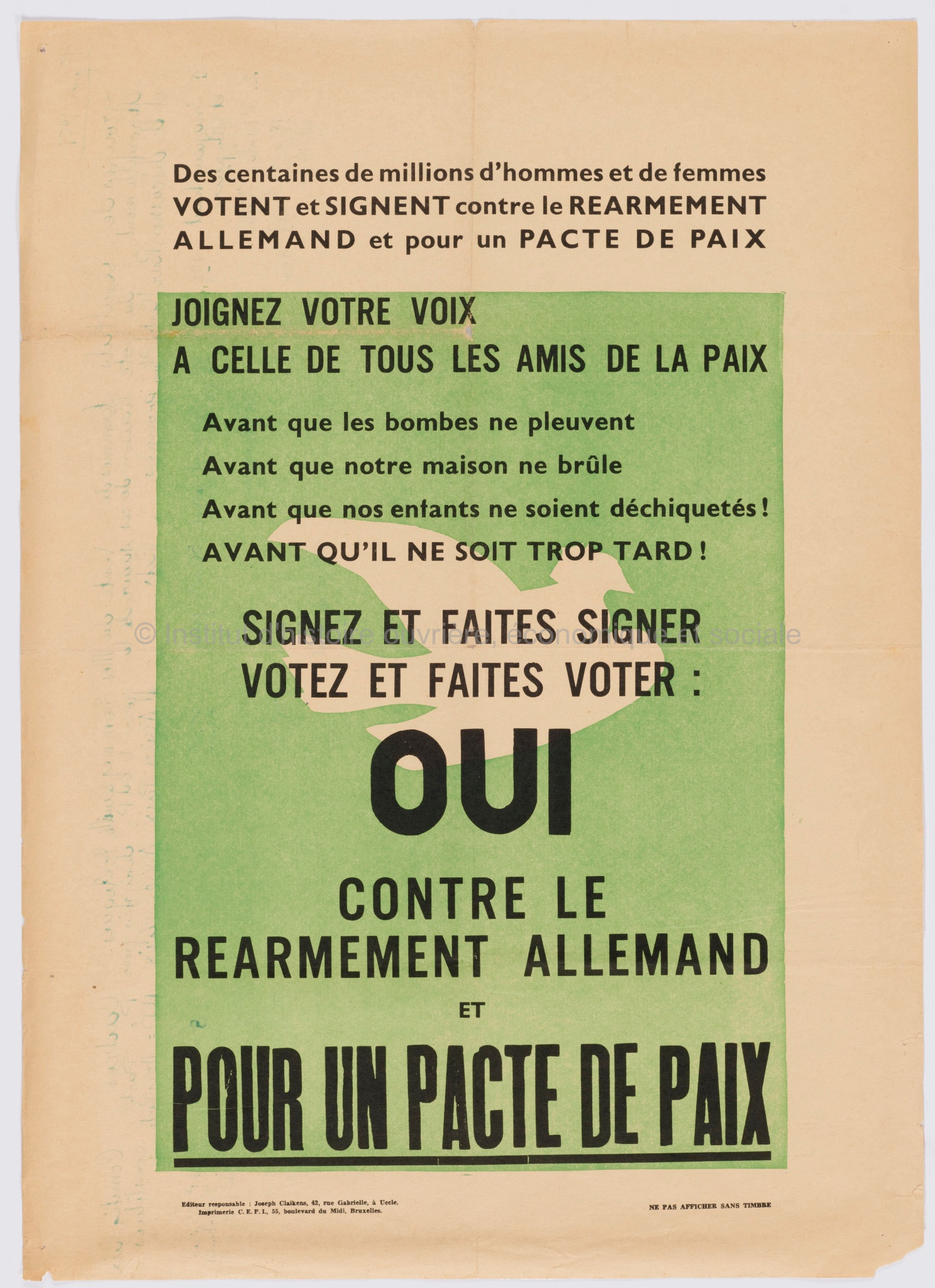 Des centaines de millions d'hommes et de femmes votent et signent contre le réarmement allemand et pour un pacte de paix