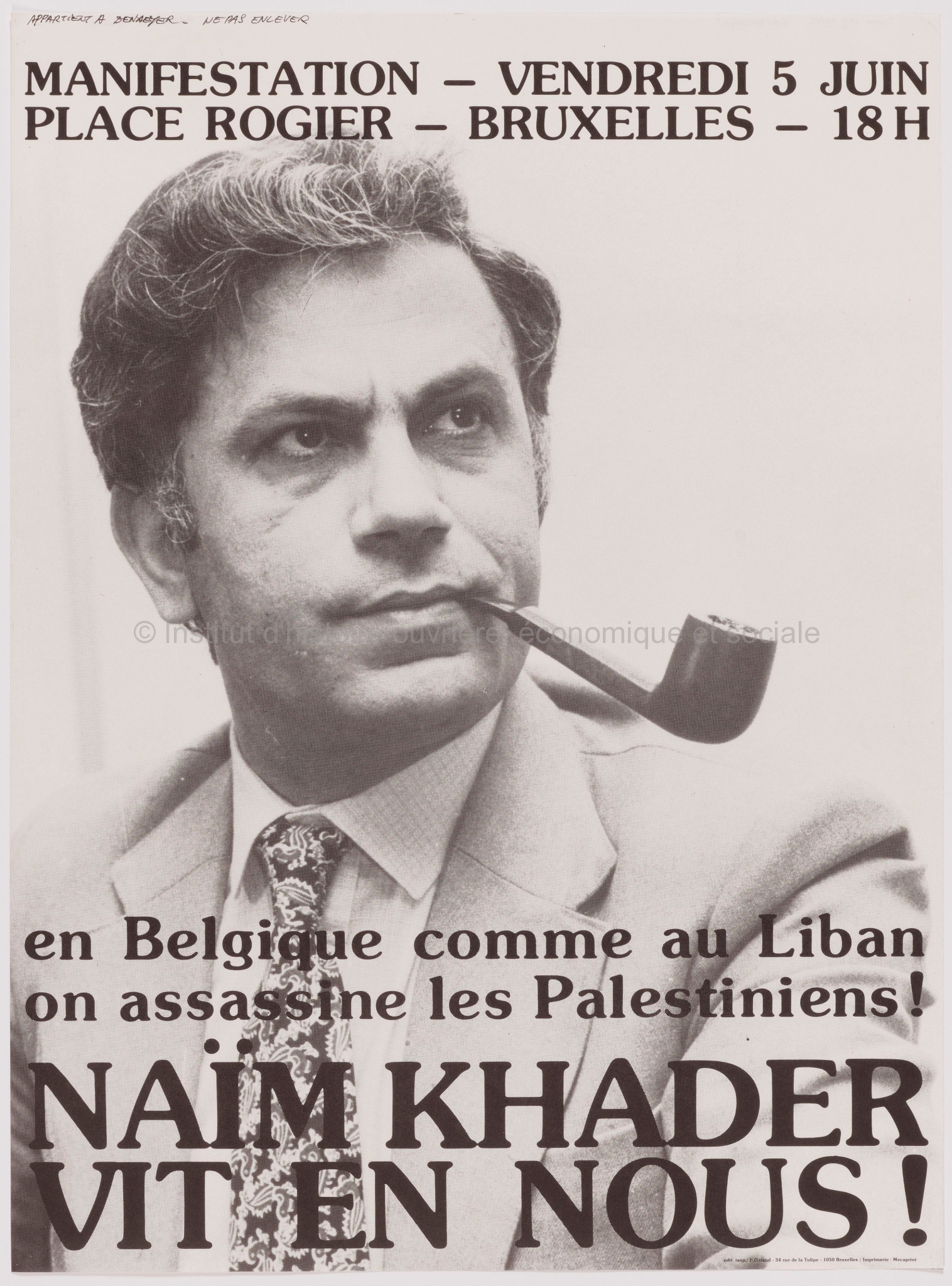 En Belgique comme au Liban on assassine les Palestiniens ! Naïm Khader vit en nous !