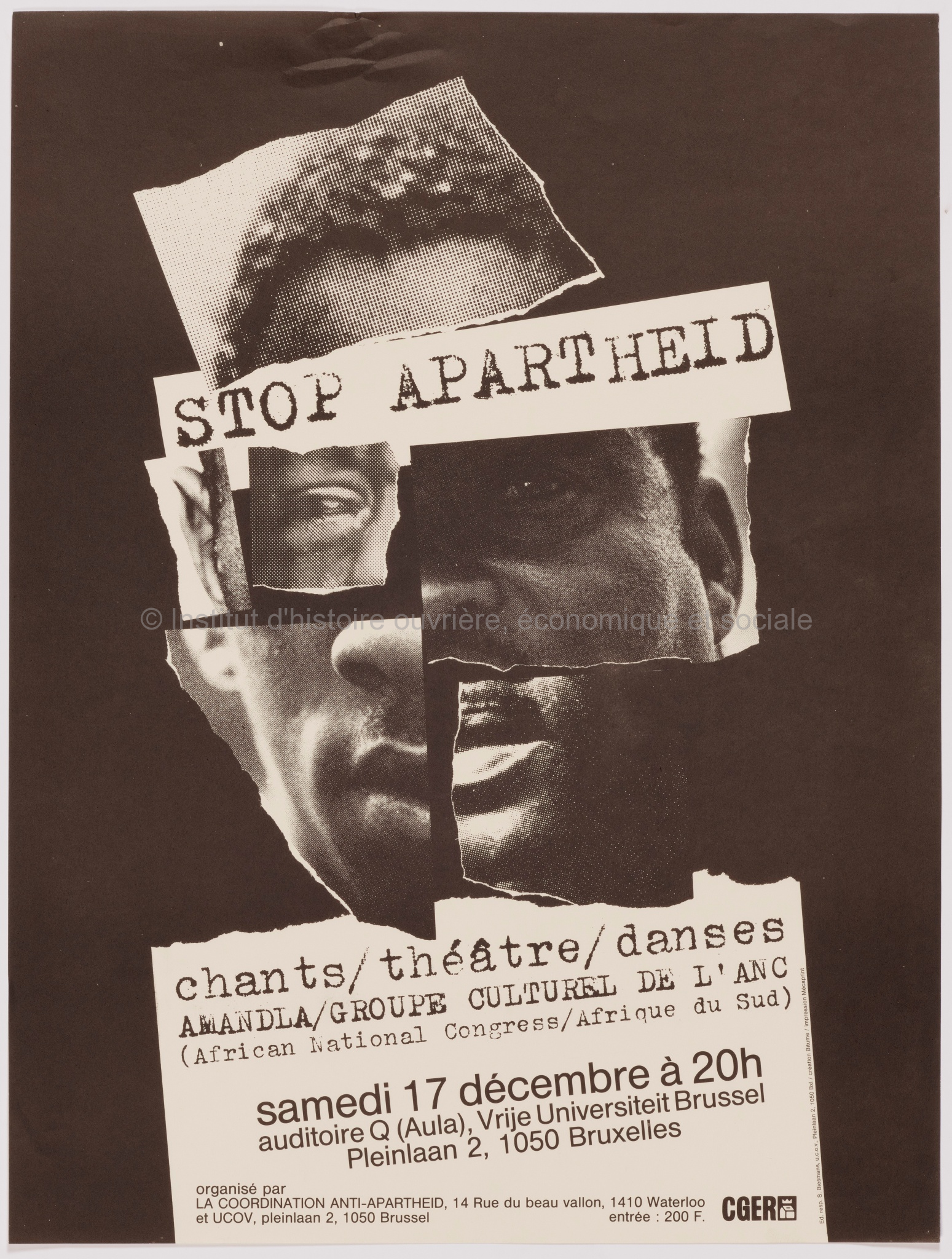 Stop Apartheid. Chants/théâtre/danses. Amandla/Groupe culturel de l'ANC (African national congress/Afrique du Sud)