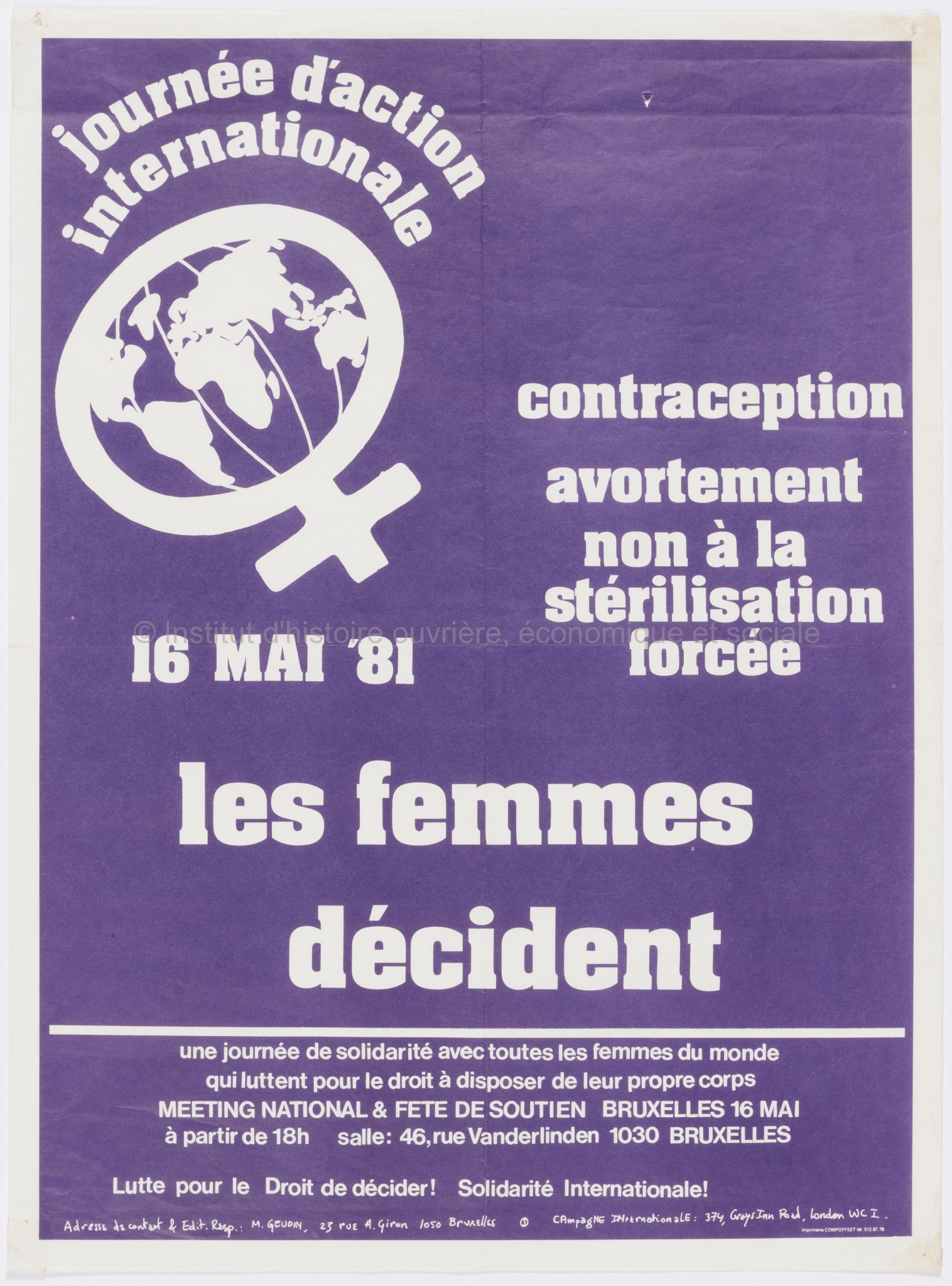 Les femmes décident : journée d'action international 16 mai '81 : contraception, avortement, non à la stérilisation forcée