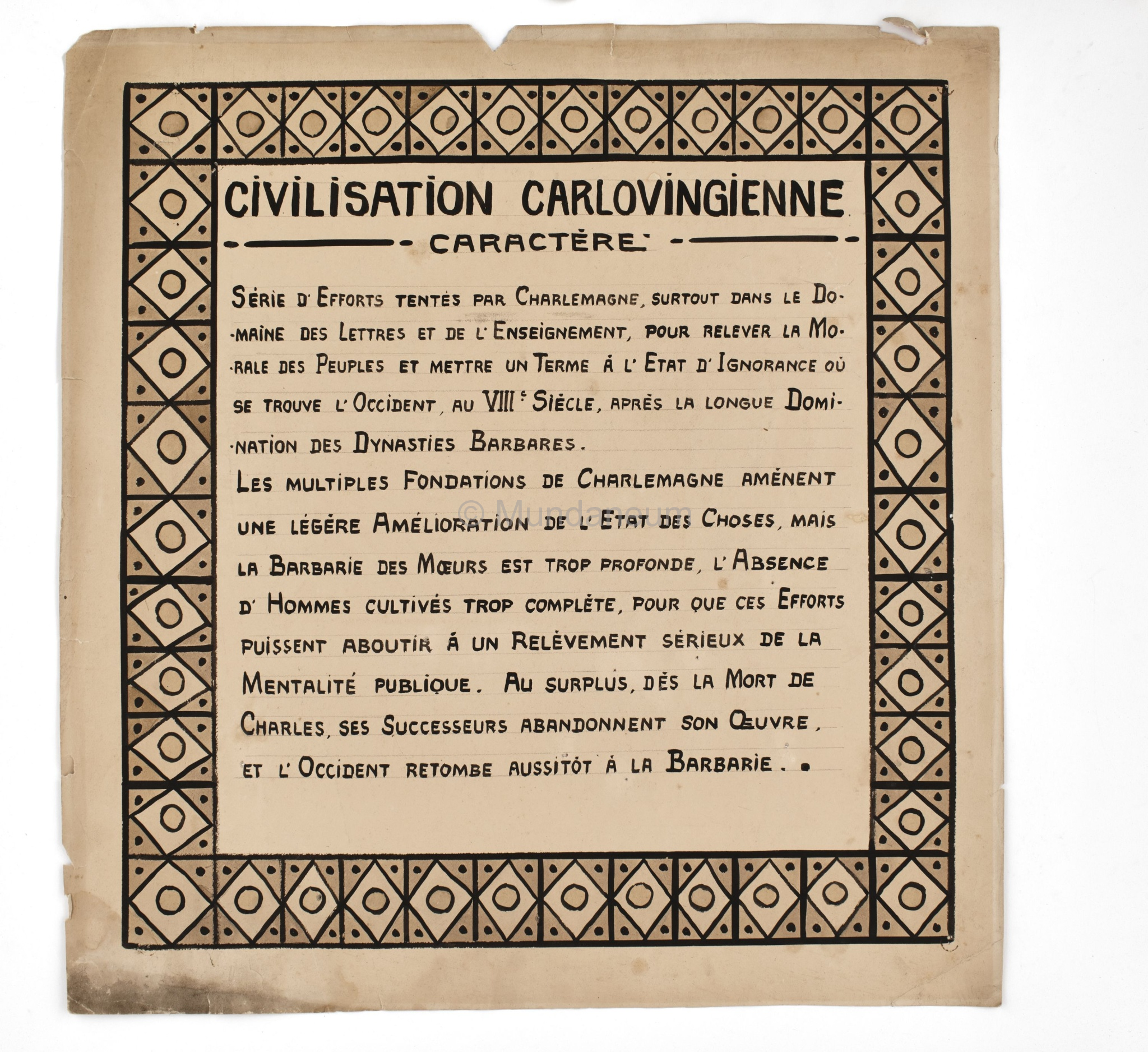 Civilisation carlovingienne. Caractère