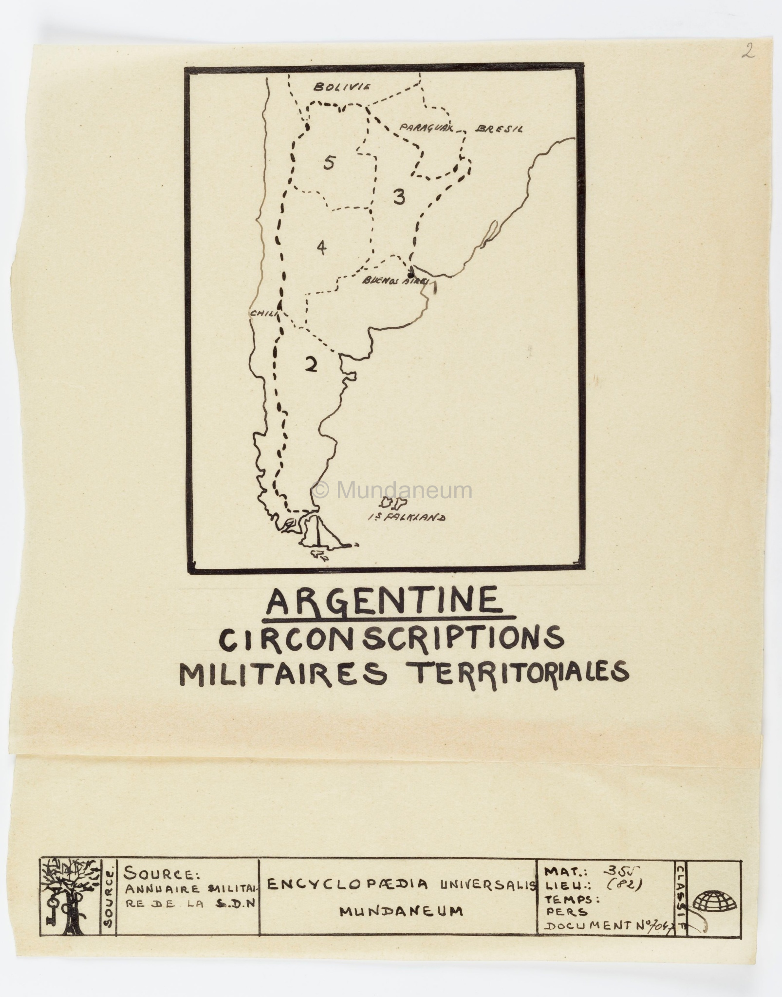 Argentine – Circonscriptions militaires territoriales
