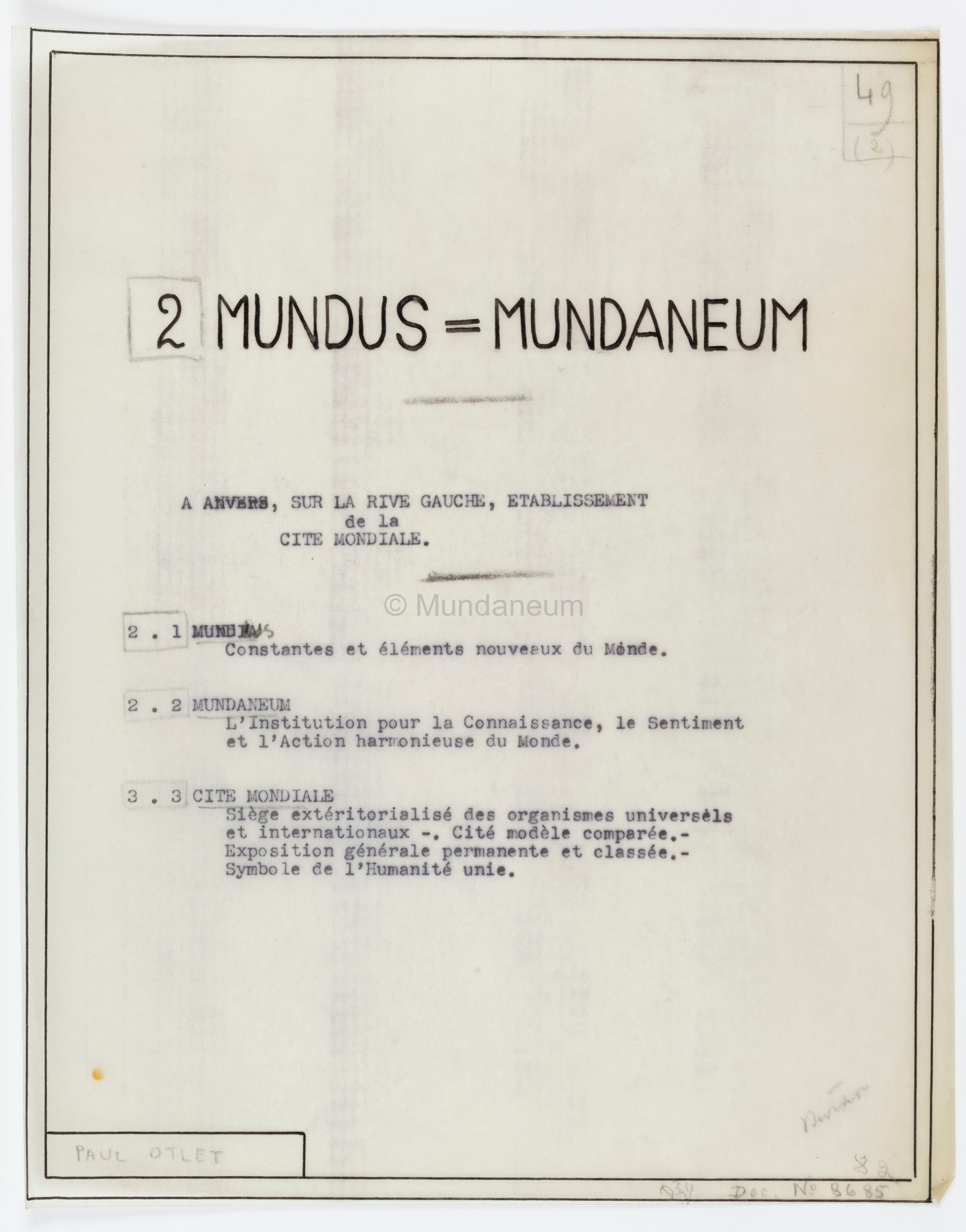 2/ Mundus – Mundaneum